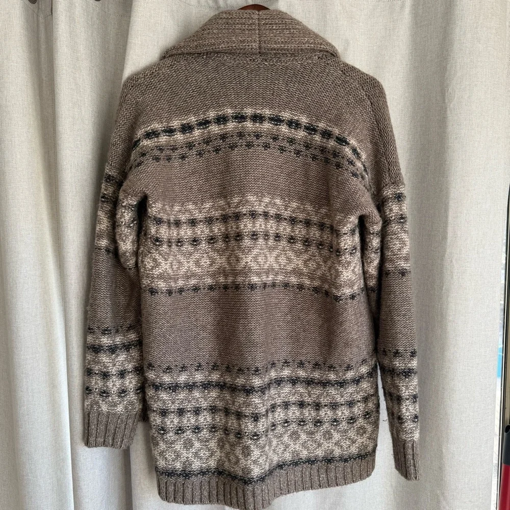 Abercrombie & Fitch Tan Open Cardigan Cozy Knit with Pockets Cotton Acrylic - Picture 2 of 5